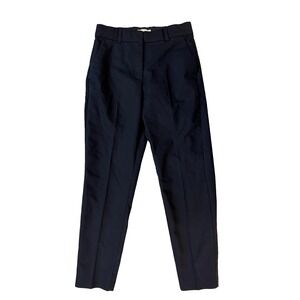 H&M Pants Womens 4 Navy Blue Tapered Ankle Cuffed Dress Suit Slacks Back Welt